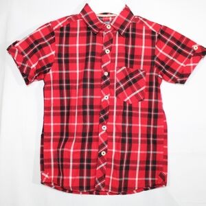 Throttleman Red Plaid Short Sleeve Button-down Shirt Boys 6-7 yrs old